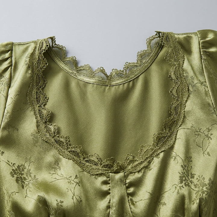 Abito Midi Donna Jacquard Manica Corta Elegante