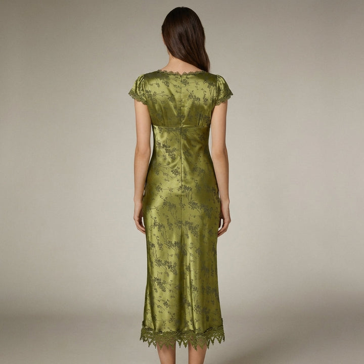 Abito Midi Donna Jacquard Manica Corta Elegante