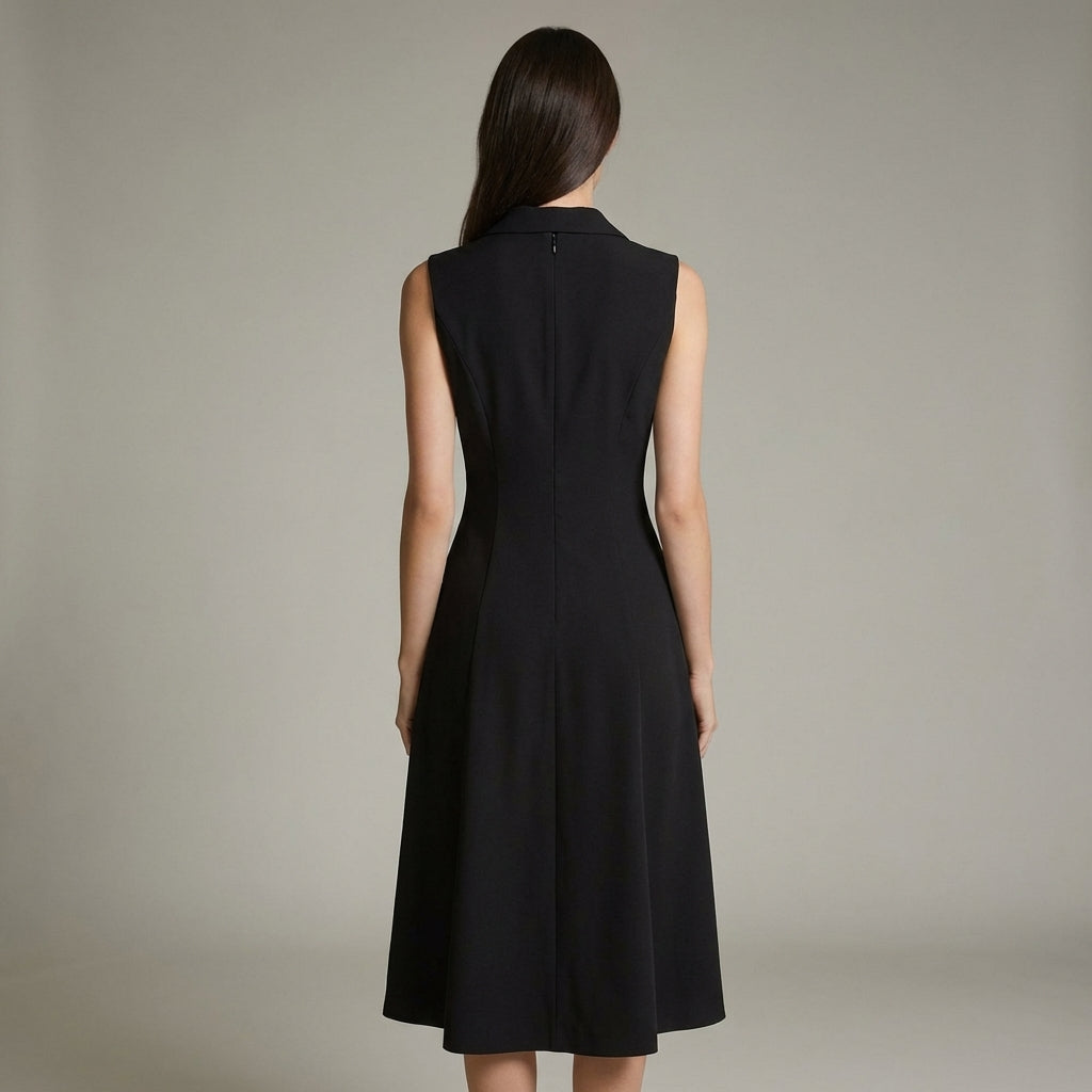 Abito Midi Donna Tunica Scollo a V Elegante Ufficio