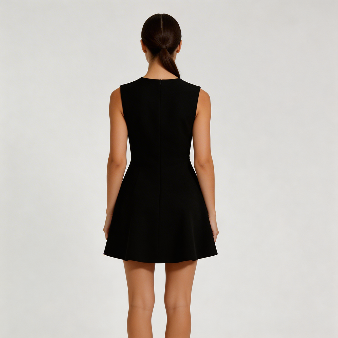 Abito Mini Donna con Strass e Decorazione a Fiore