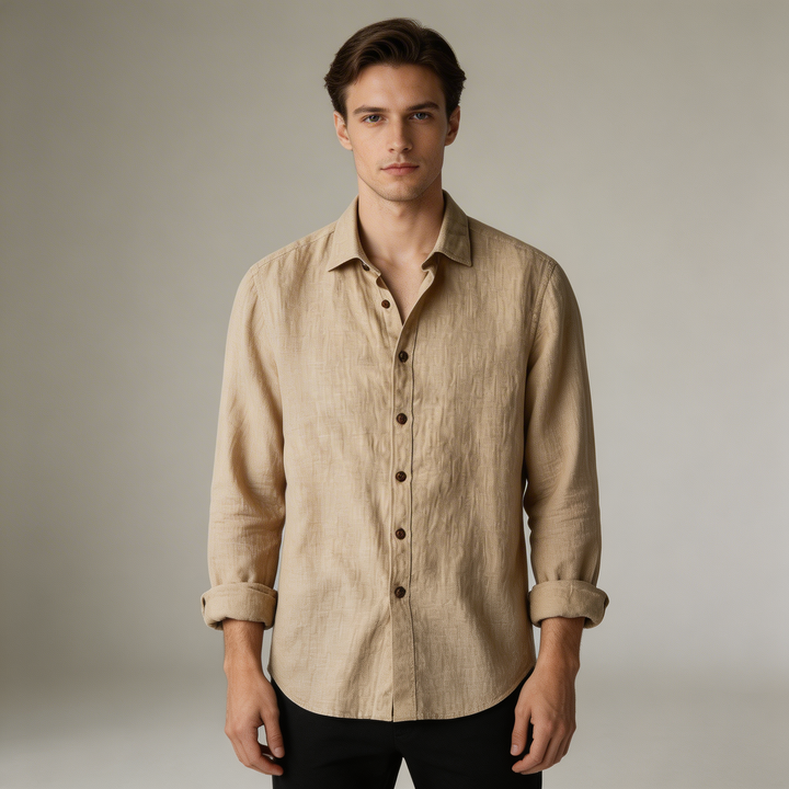 Camicia Uomo in Lino Manica Lunga Stile Vintage - Vesarelli