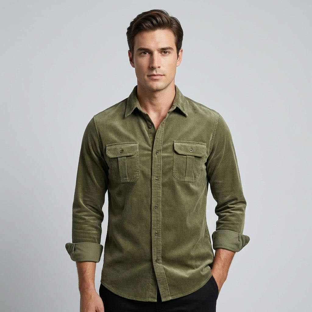 Camicia Uomo Velluto a Coste Stile Business Casual - Vesarelli
