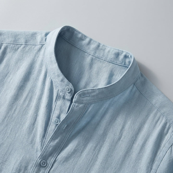 Camicia Henley Uomo Cotone Manica Lunga Casual
