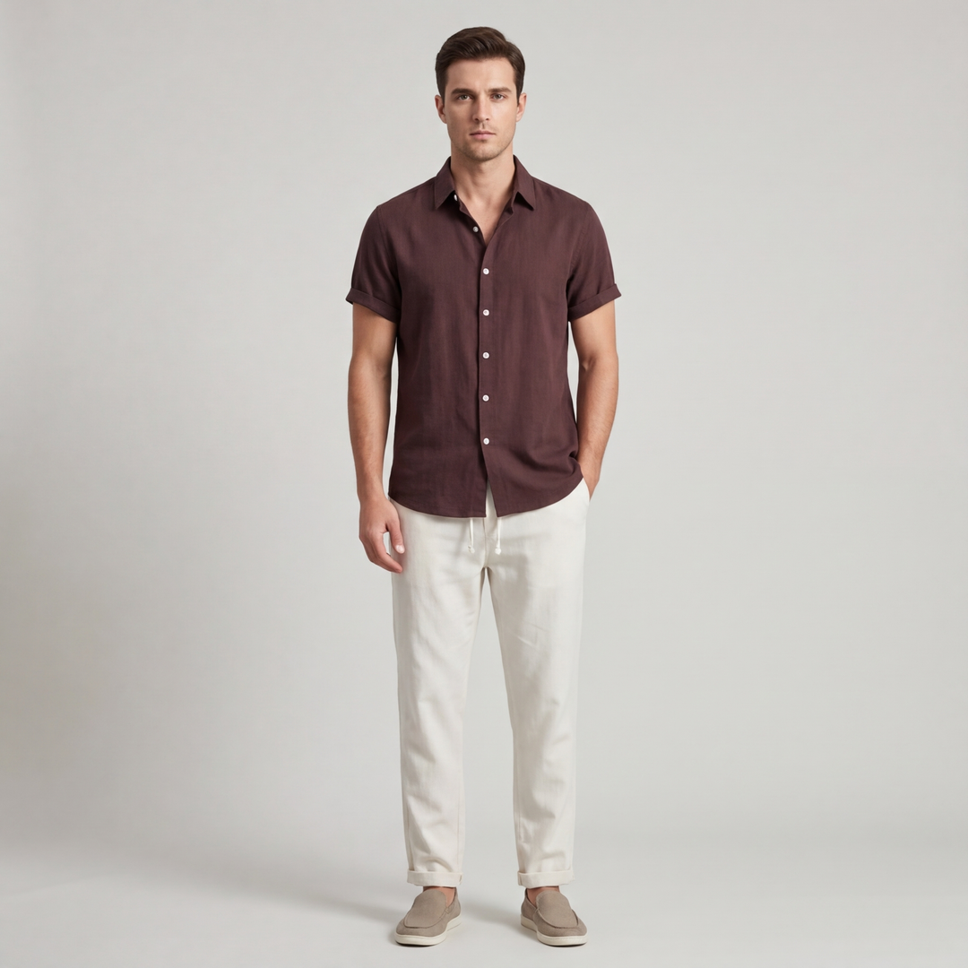 Set Estivo Uomo Pantaloni in Lino Stile Classico - Vesarelli