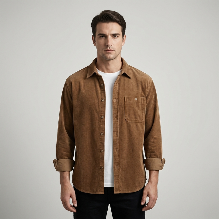 Camicia Uomo Velluto a Coste Casual Regular Fit - Vesarelli