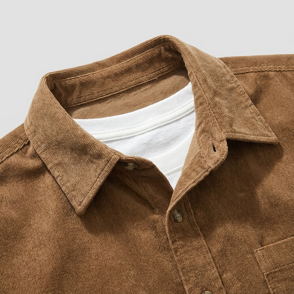 Camicia Uomo Velluto a Coste Casual Regular Fit