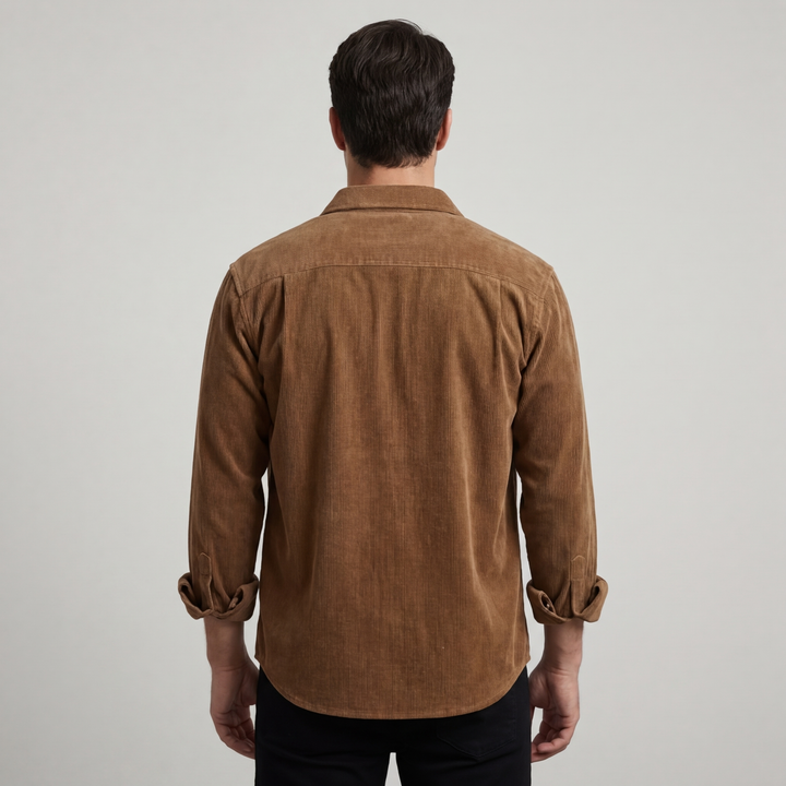 Camicia Uomo Velluto a Coste Casual Regular Fit