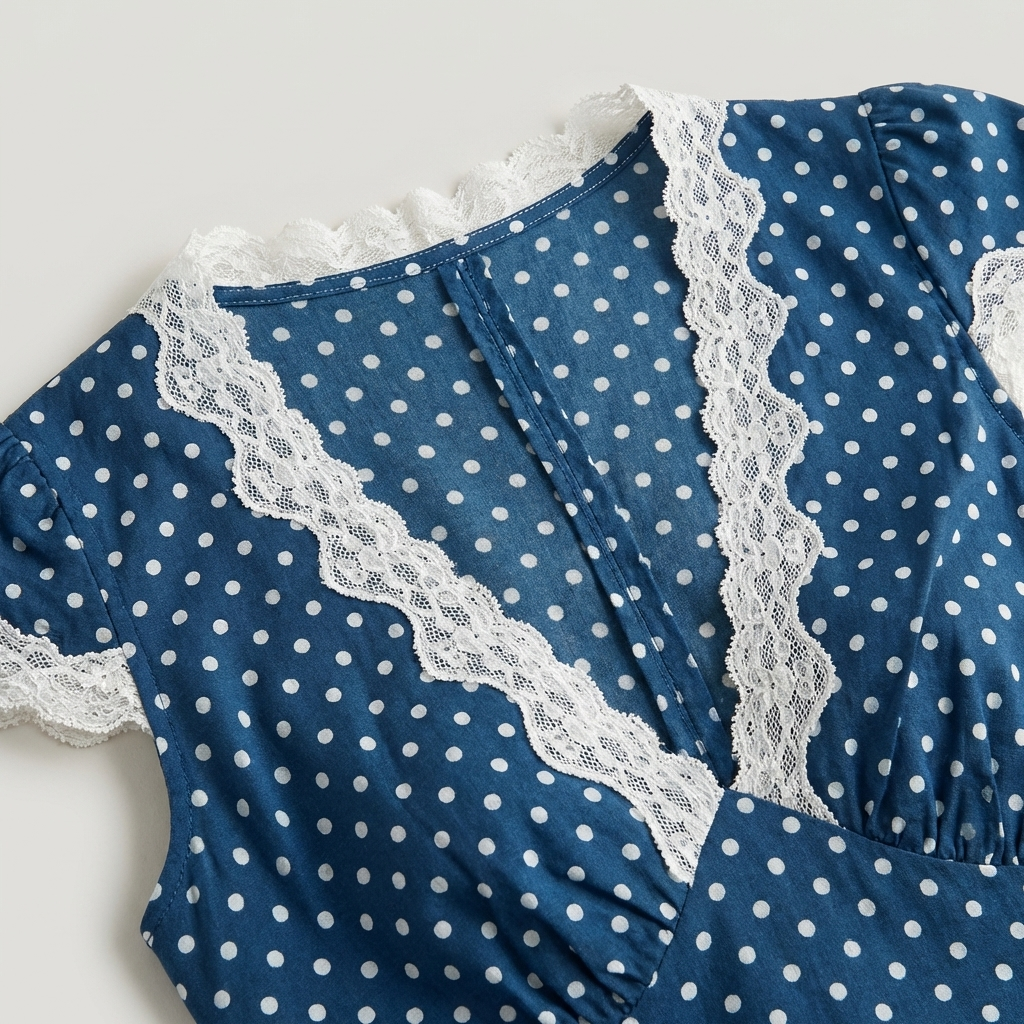 Abito Lungo Donna in Pizzo con Pois Vestibilità Maxi