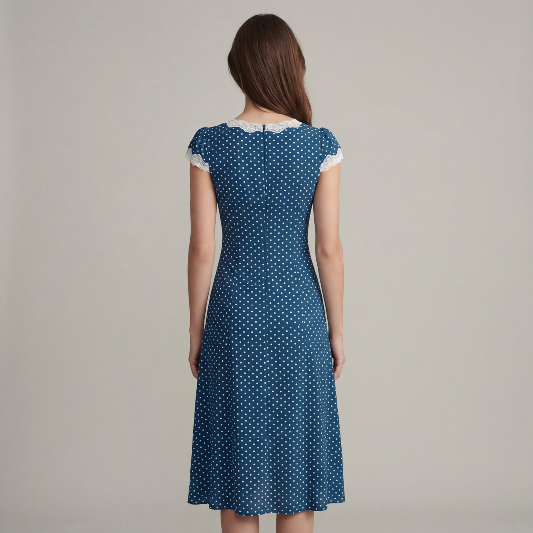 Abito Lungo Donna in Pizzo con Pois Vestibilità Maxi