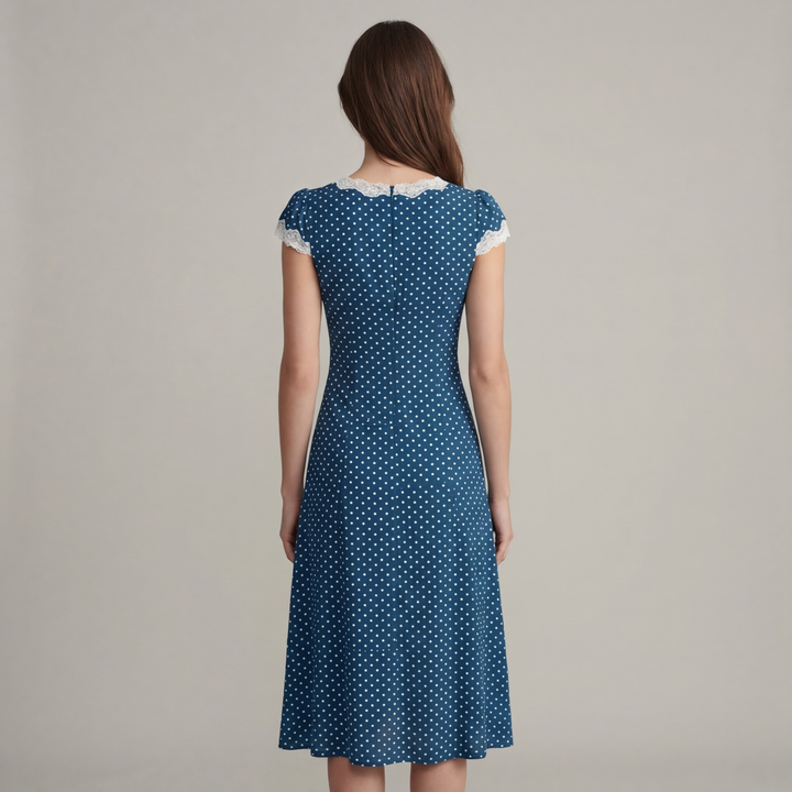 Abito Lungo Donna in Pizzo con Pois Vestibilità Maxi