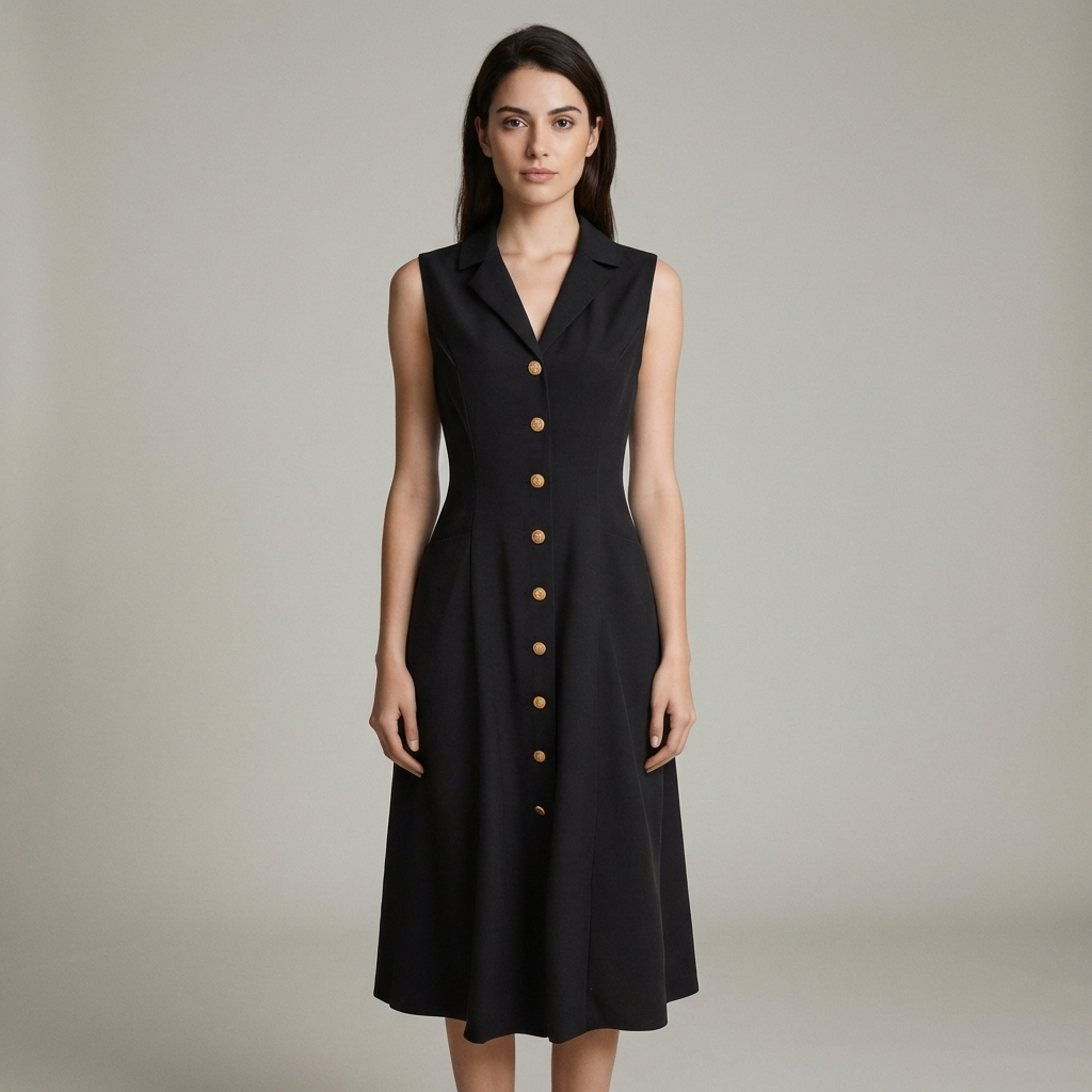 Abito Midi Donna Tunica Scollo a V Elegante Ufficio - Vesarelli