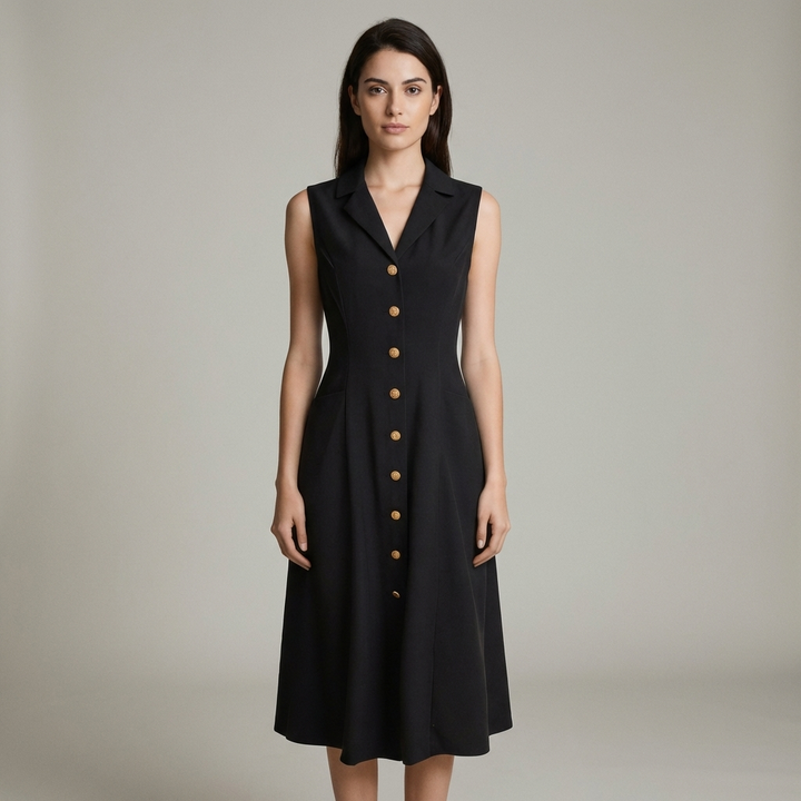 Abito Midi Donna Tunica Scollo a V Elegante Ufficio - Vesarelli