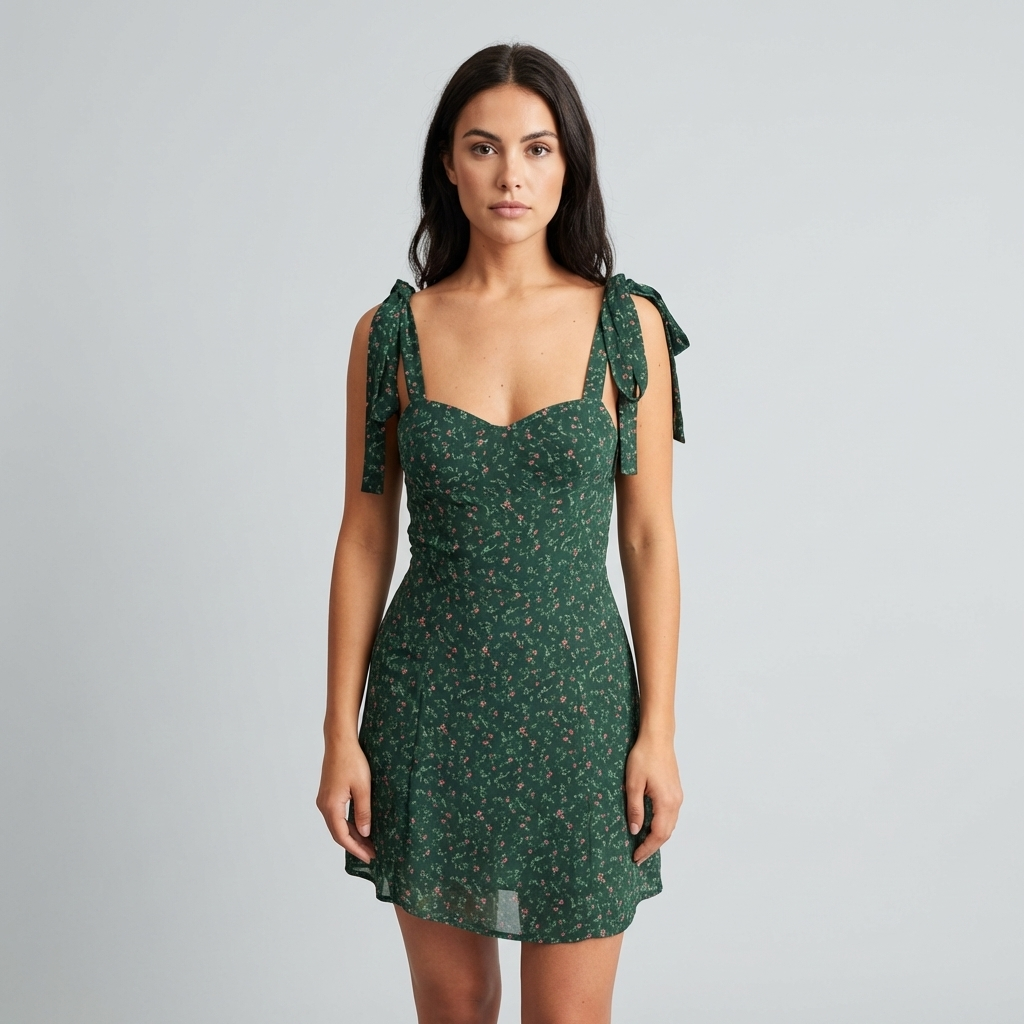 Abito Mini Donna Floreale Scollo a Cuore - Vesarelli