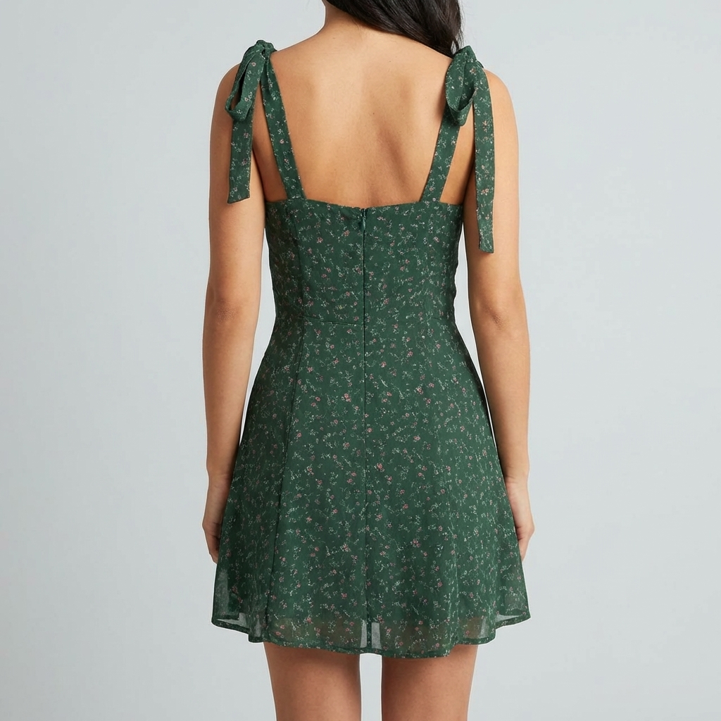 Abito Mini Donna Floreale Scollo a Cuore