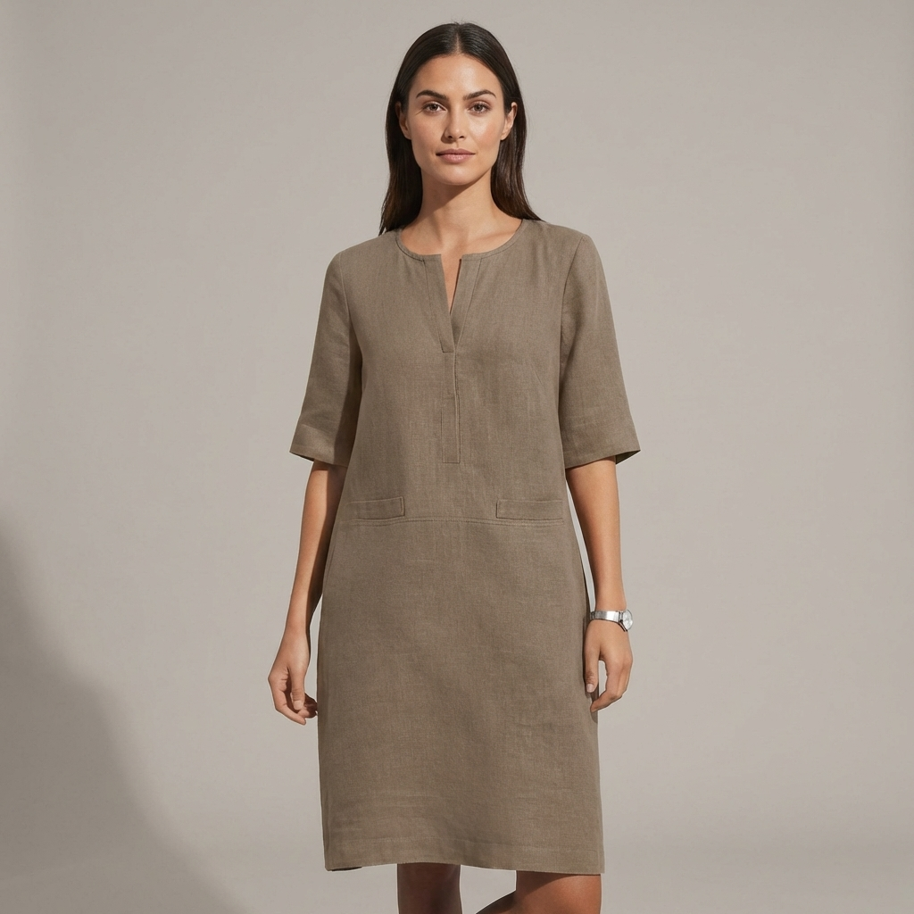 Abito Midi Donna in Tessuto Shift Manica al Gomito - Vesarelli