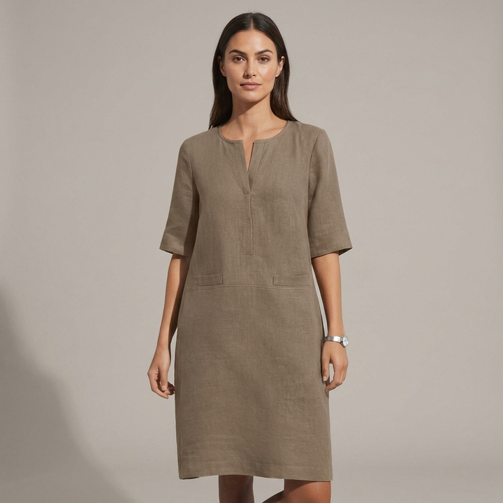 Abito Midi Donna in Tessuto Shift Manica al Gomito - Vesarelli