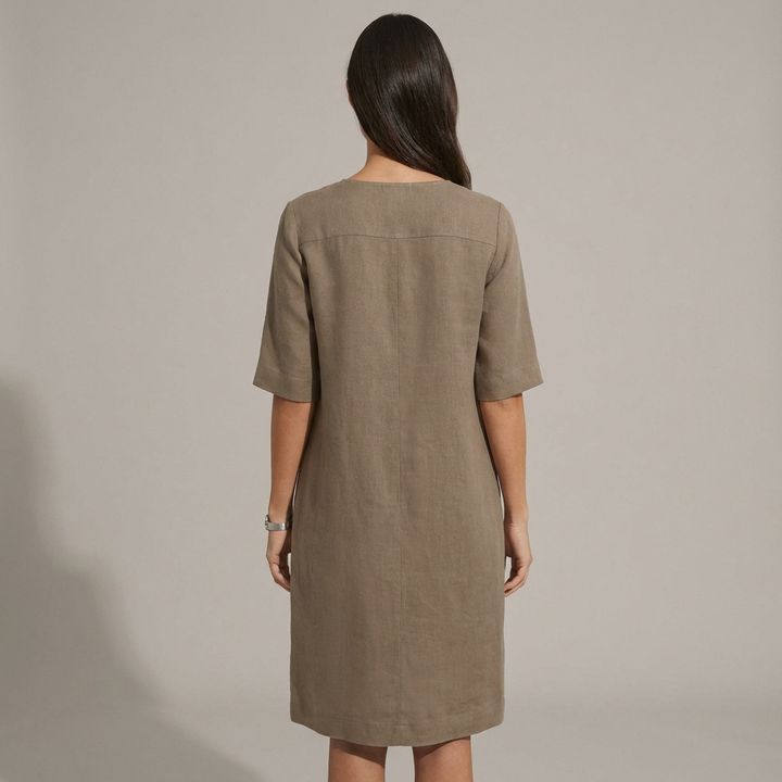 Abito Midi Donna in Tessuto Shift Manica al Gomito