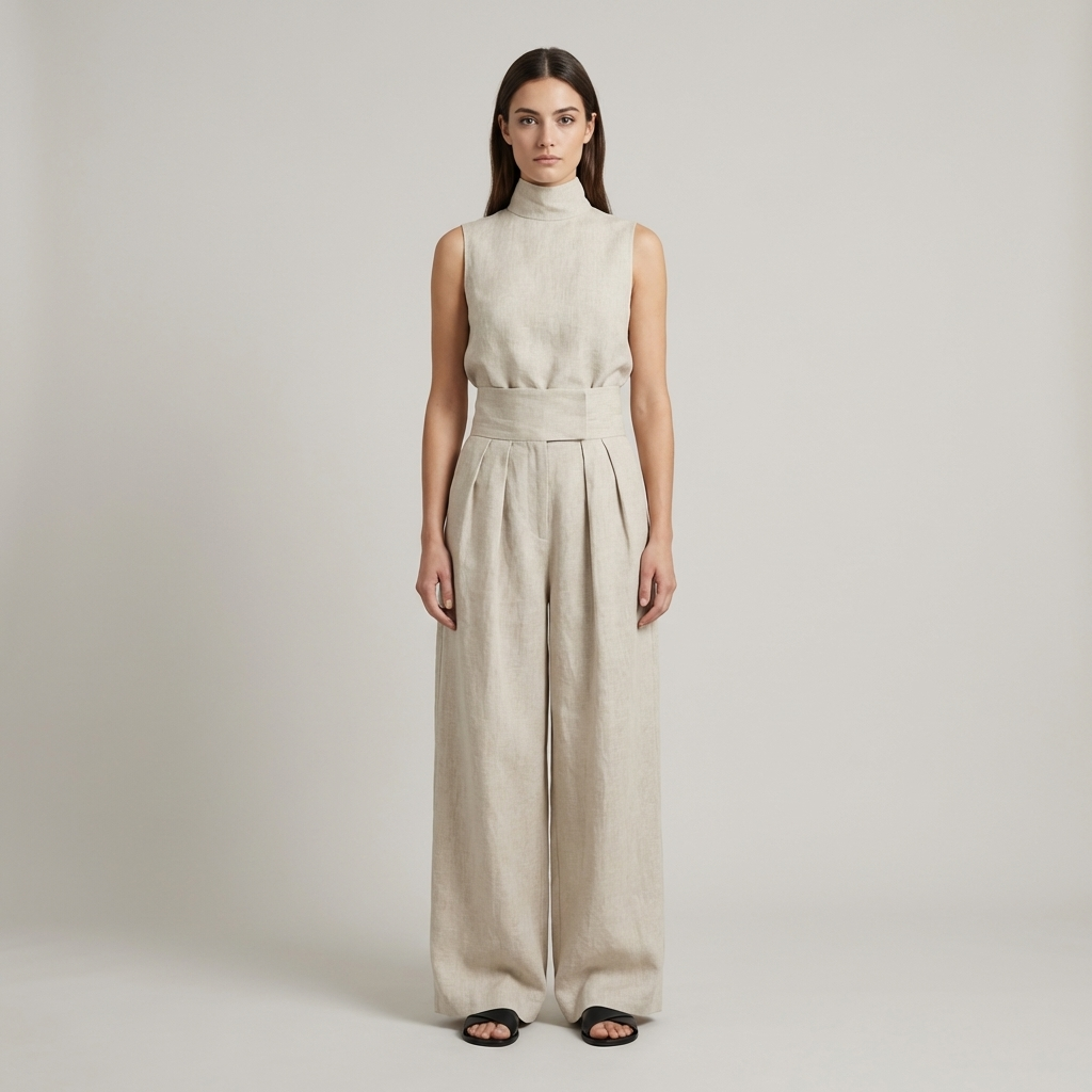 Completo Donna Classico Senza Maniche Pantaloni Larghi - Vesarelli