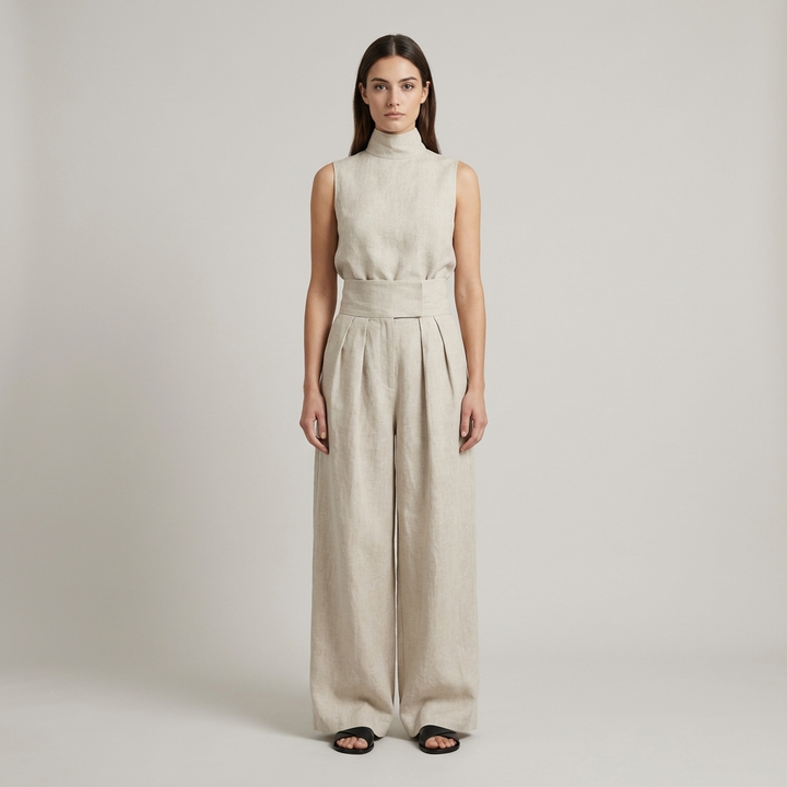 Completo Donna Classico Senza Maniche Pantaloni Larghi - Vesarelli