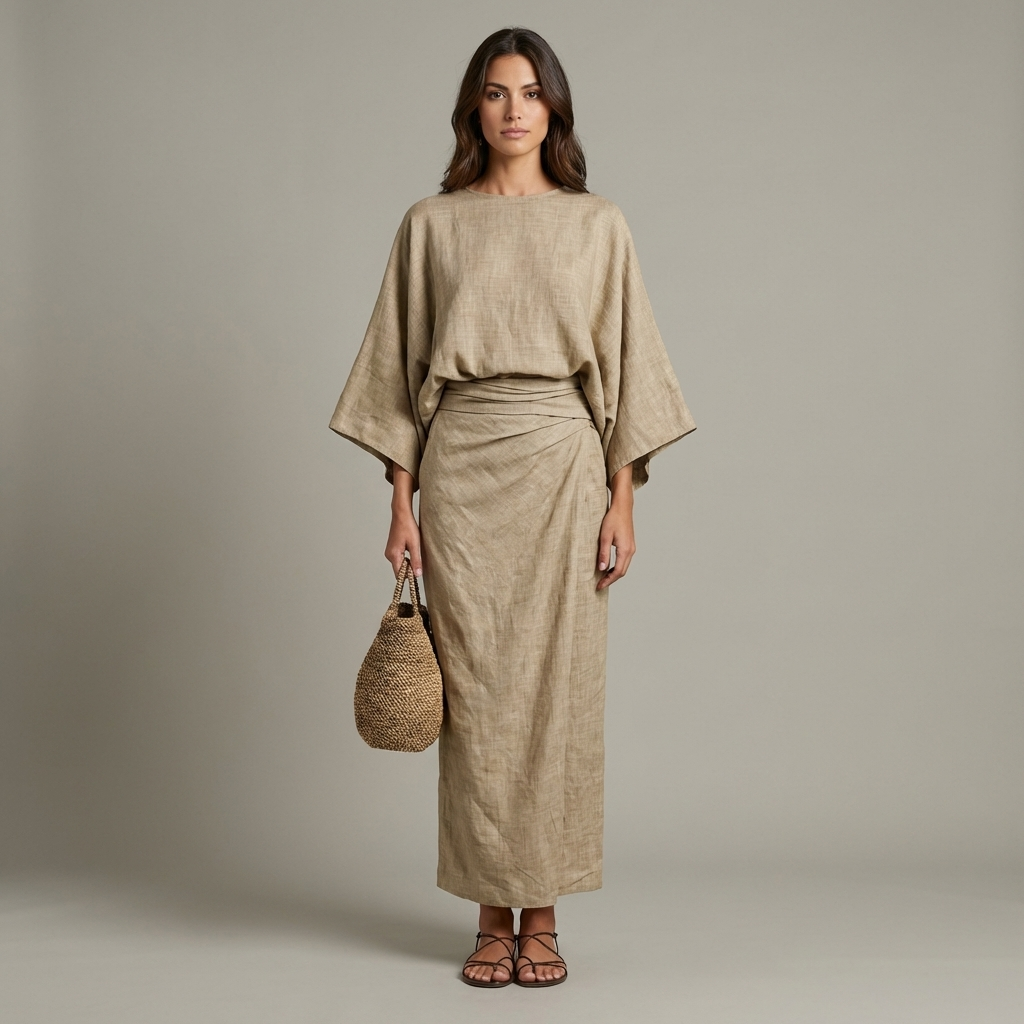 Completo Donna Maniche Pipistrello Gonna Lunga Elegante - Vesarelli