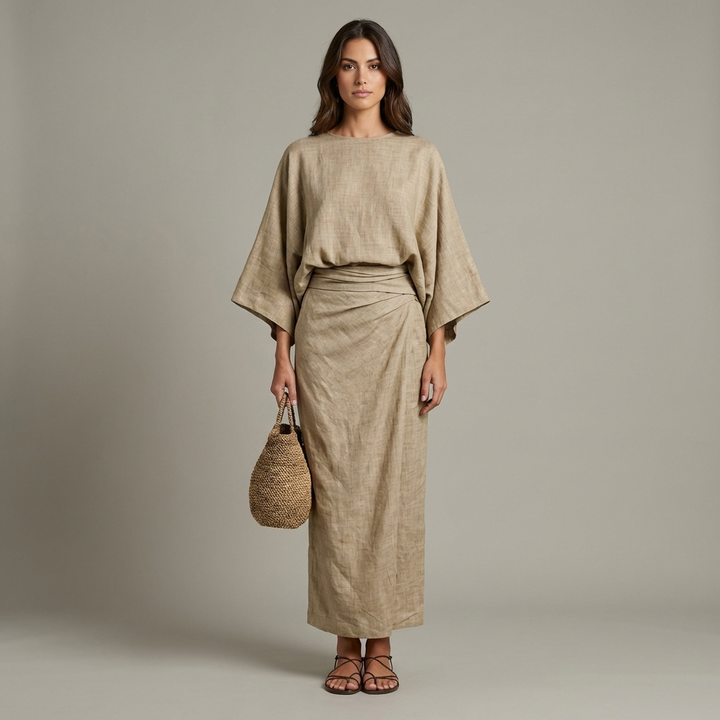 Completo Donna Maniche Pipistrello Gonna Lunga Elegante - Vesarelli