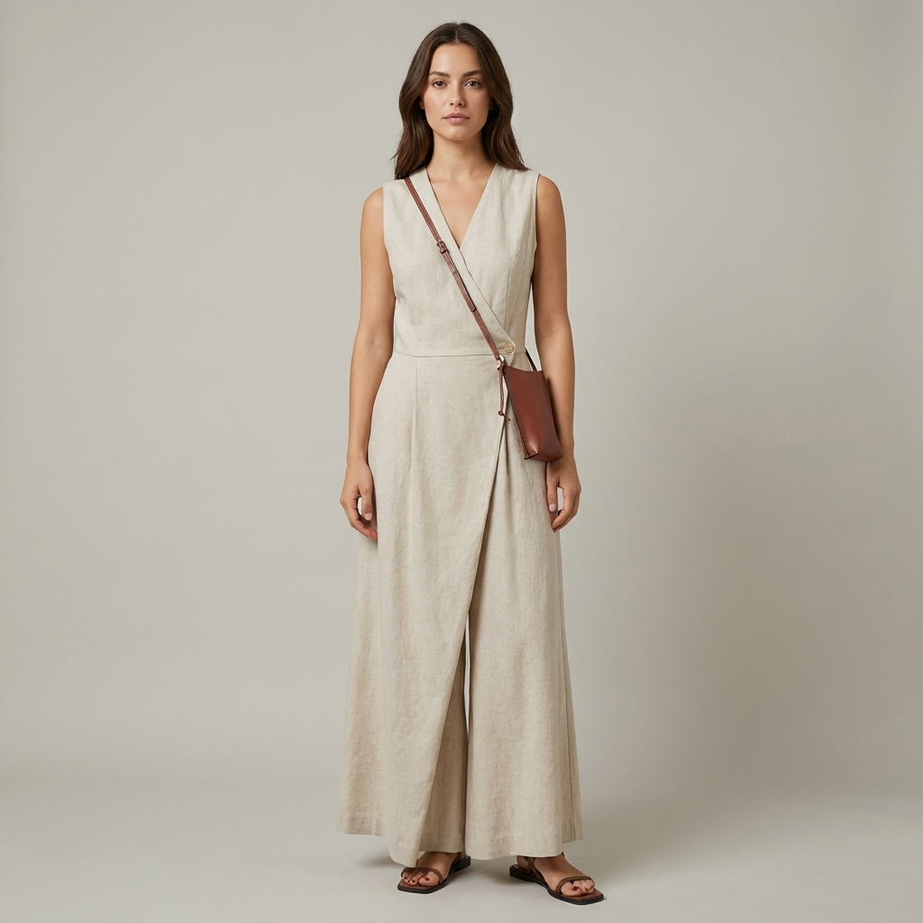 Tuta Intera Donna Scollo a V con Tasche Classica - Vesarelli