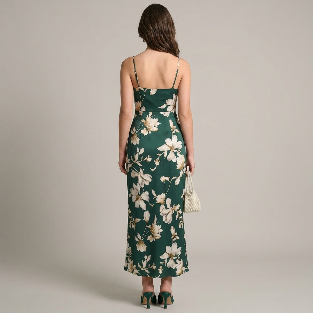 Abito Maxi Donna Floreale Spacco Vita Alta