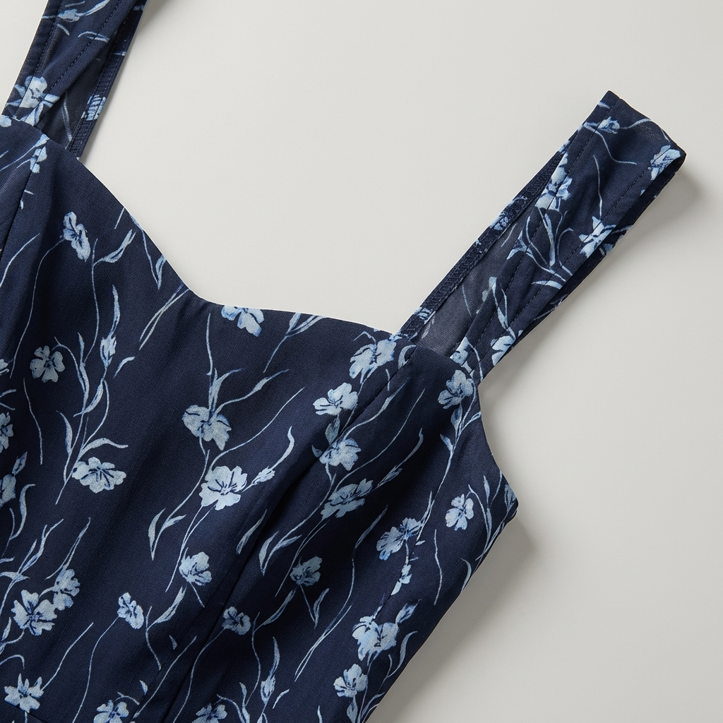 Abito Midi Donna in Tessuto Floreale Scollo a Cuore