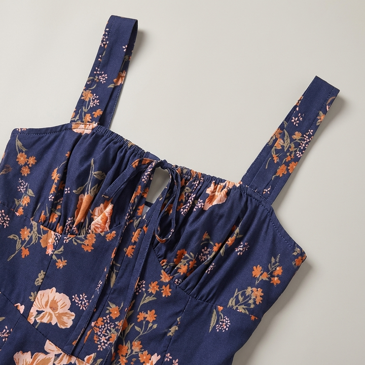 Abito Midi Donna Floreale Allacciato Arricciato