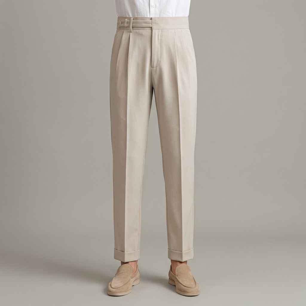 Pantalone Uomo Sartoriale Tessuto con Piega Gamba Dritta - Vesarelli
