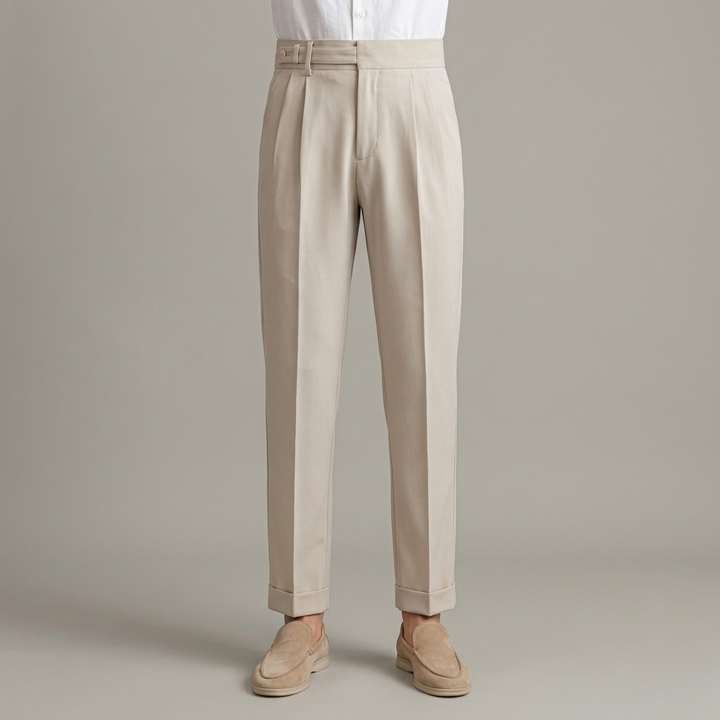 Pantalone Uomo Sartoriale Tessuto con Piega Gamba Dritta - Vesarelli