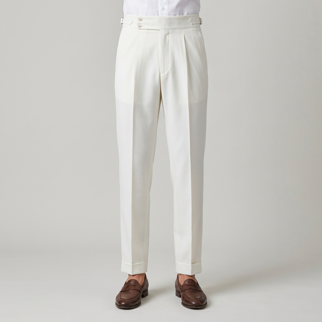 Pantaloni Uomo Doppio Bottone Piega Regolatori Laterali - Vesarelli