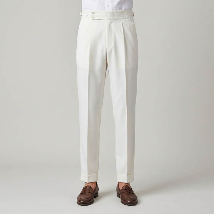 Pantaloni Uomo Doppio Bottone Piega Regolatori Laterali - Vesarelli