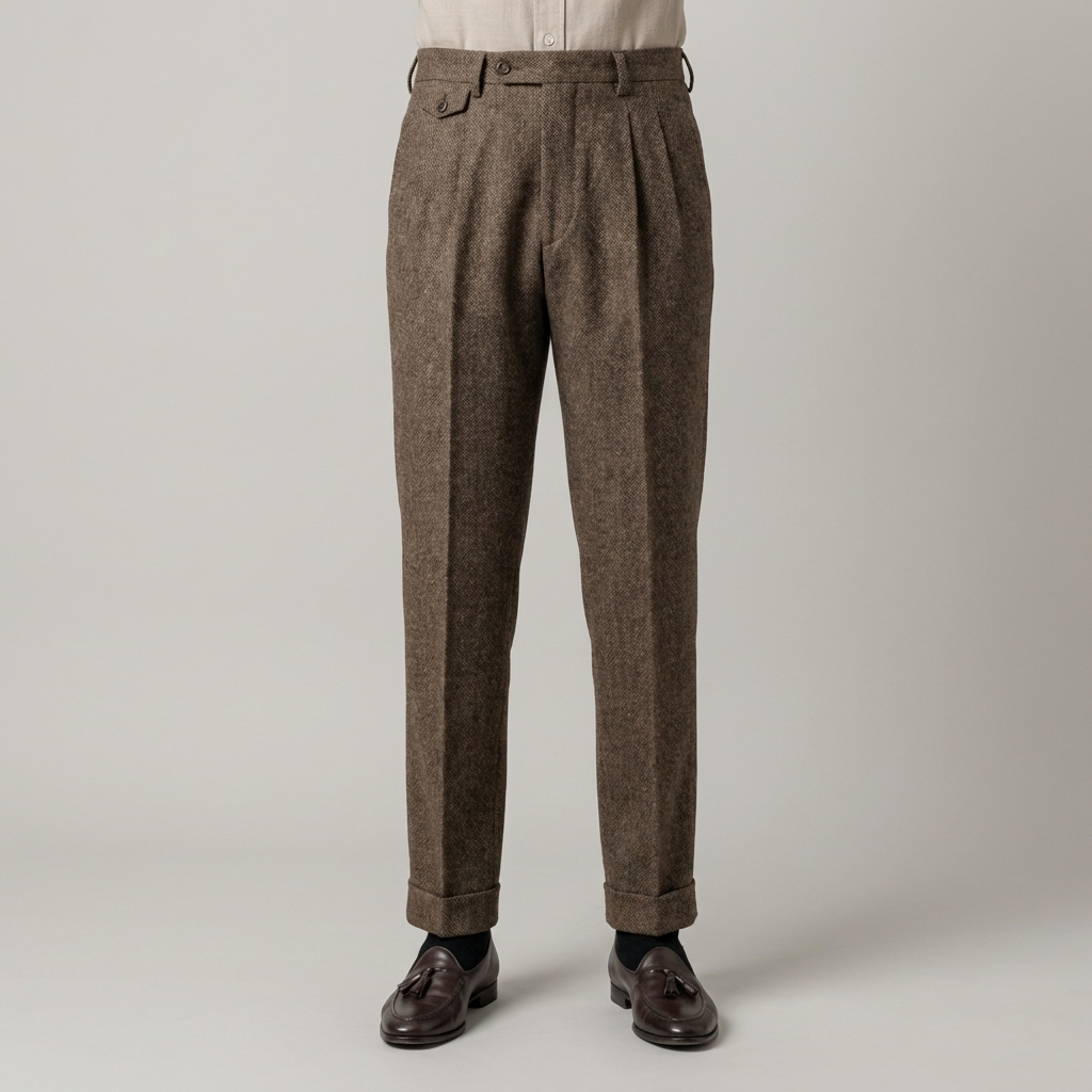 Pantalone Uomo Vita Alta Doppia Piega Gamba Dritta - Vesarelli
