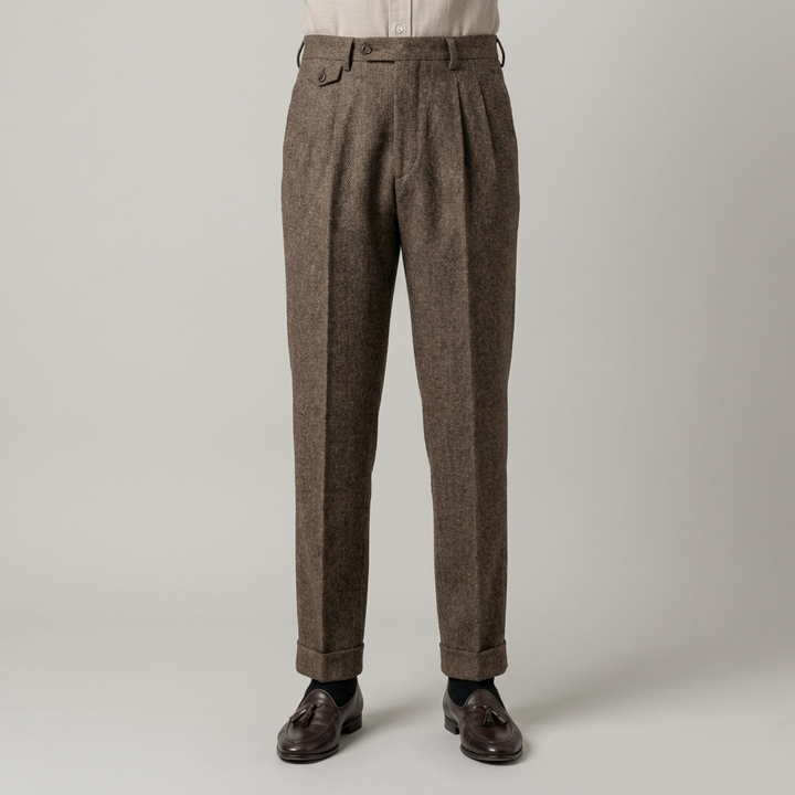 Pantalone Uomo Vita Alta Doppia Piega Gamba Dritta - Vesarelli