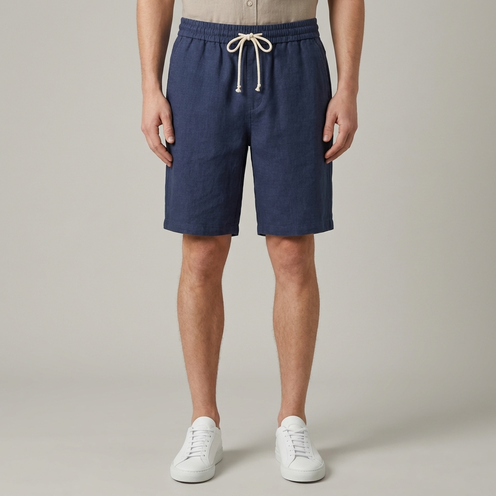 Pantaloncini Uomo Cotone Vita Media Tasche Relaxed Fit - Vesarelli