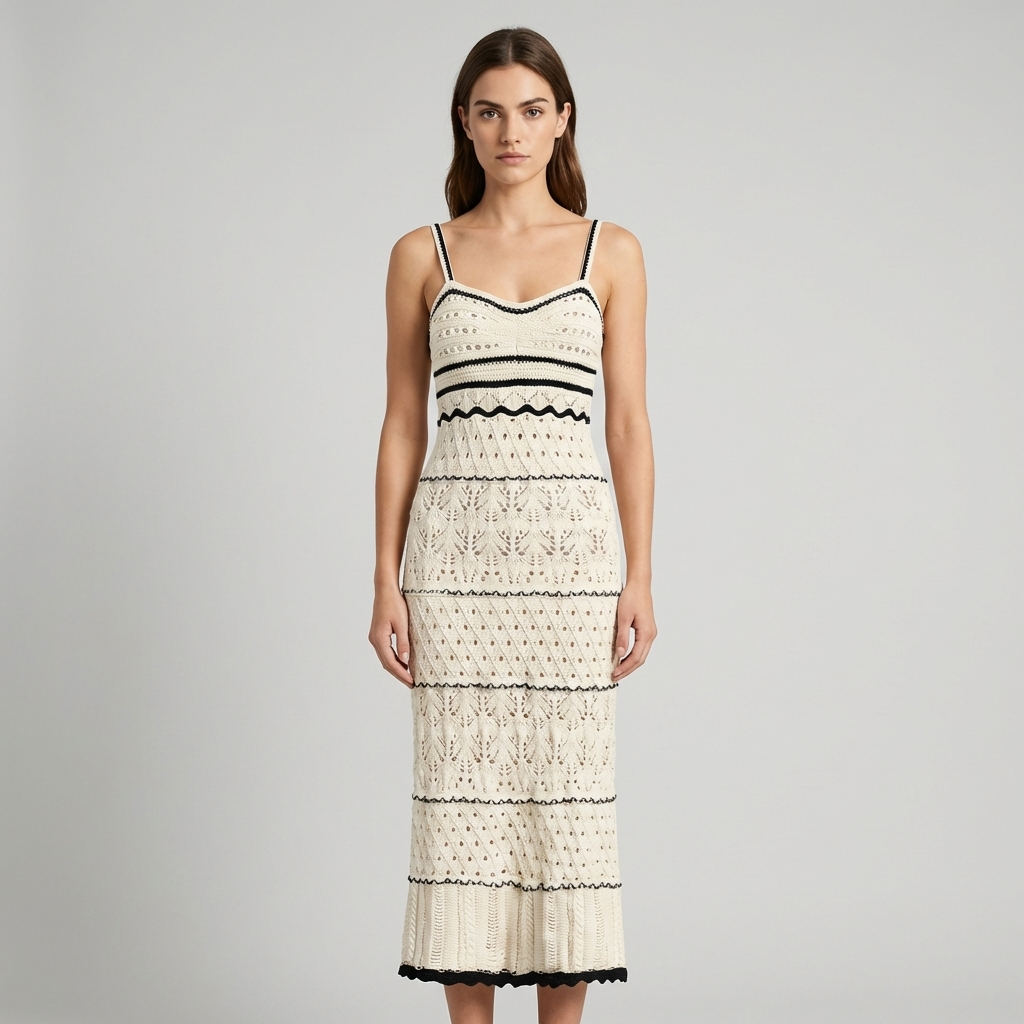 Abito Midi Donna Bohemien Spalline Sottile Stampa Floreale - Vesarelli