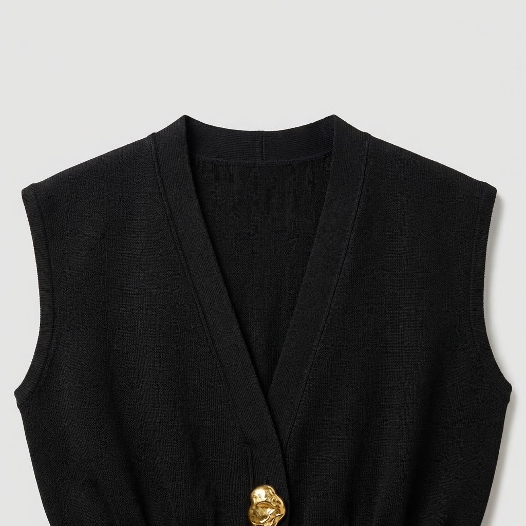 Blusa Gilet Donna Maglia Scollo a V Bottoni