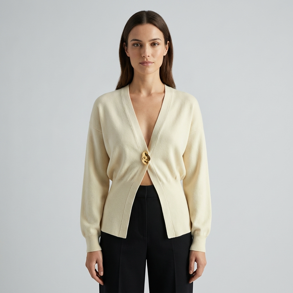Cardigan Donna Semplice Bottoni Manica Lunga - Vesarelli