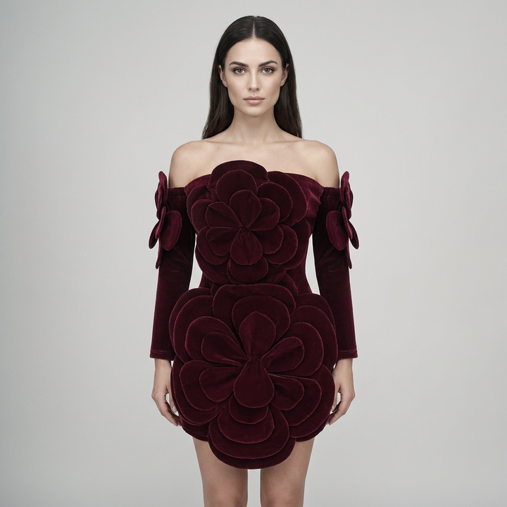 Abito Cerimonia Donna Tessuto Floreale Vestibilità Classica - Vesarelli