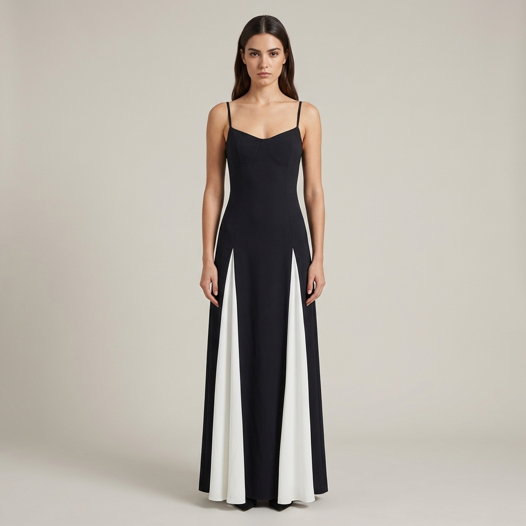Abito Cerimonia Donna Maxi Bicolore Elegante - Vesarelli
