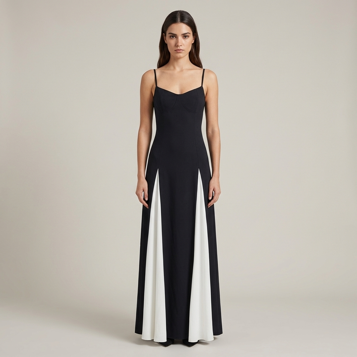 Abito Cerimonia Donna Maxi Bicolore Elegante - Vesarelli