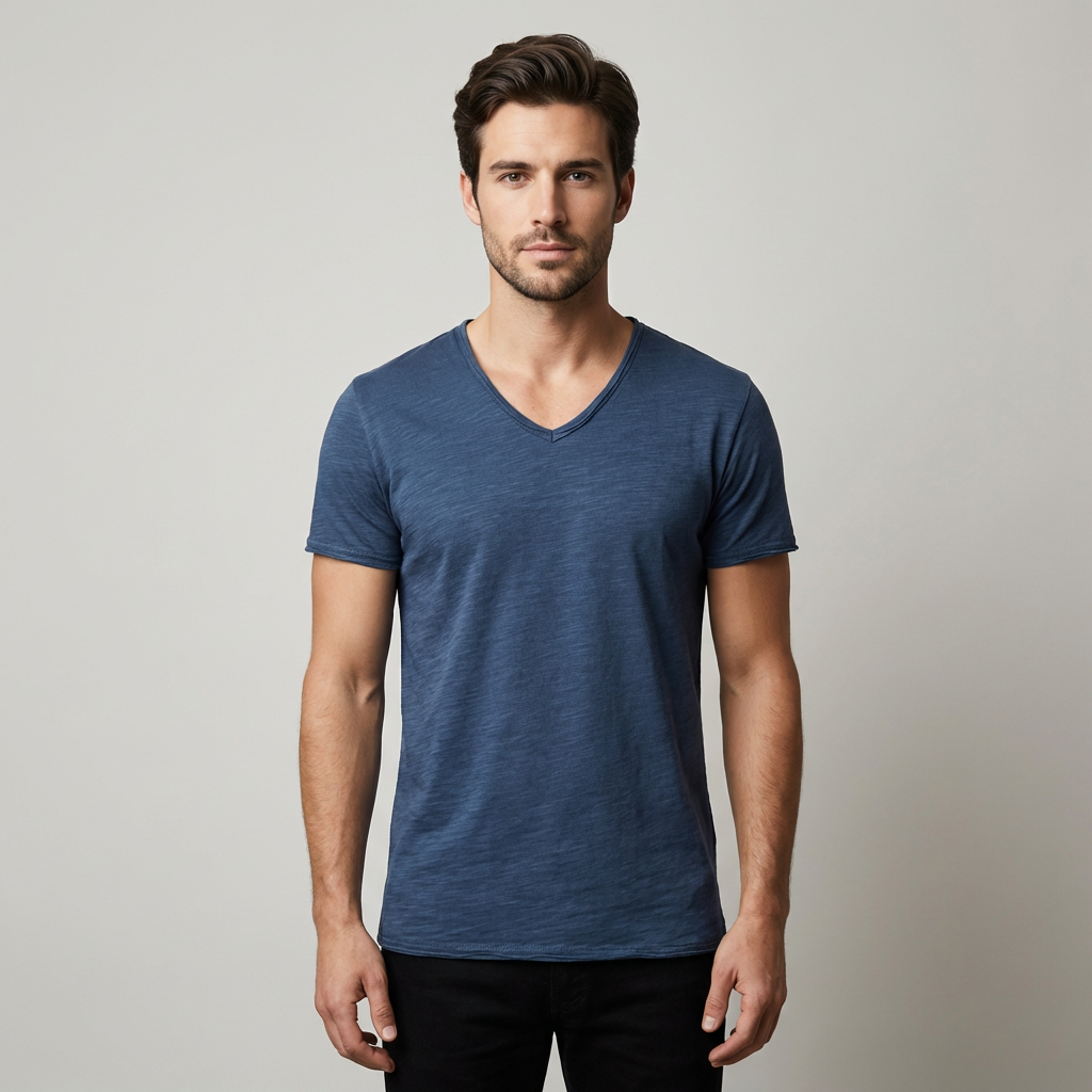 T-shirt Uomo Cotone Scollo a V Elegante - Vesarelli
