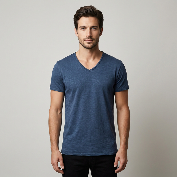 T-shirt Uomo Cotone Scollo a V Elegante - Vesarelli