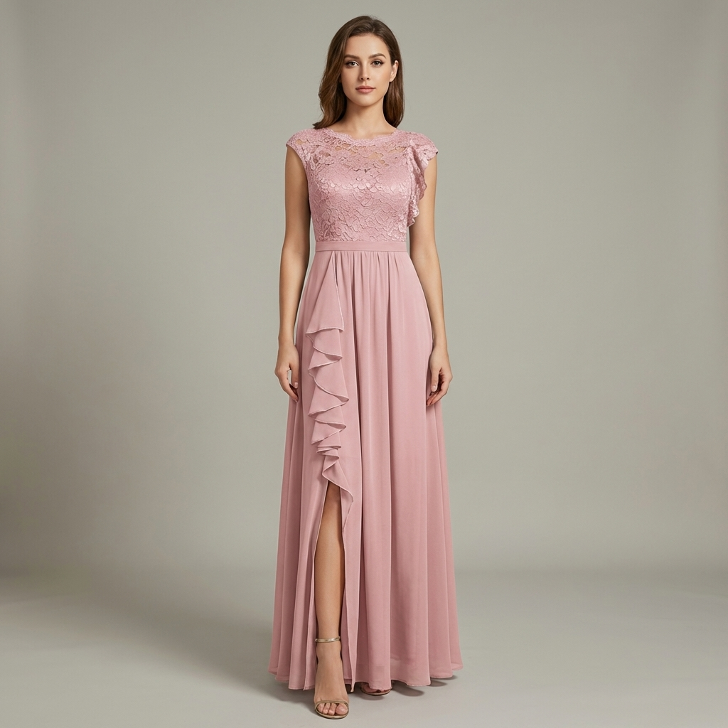 Abito Maxi Donna in Chiffon Scollo a V Floreale - Vesarelli