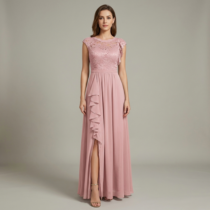 Abito Maxi Donna in Chiffon Scollo a V Floreale - Vesarelli