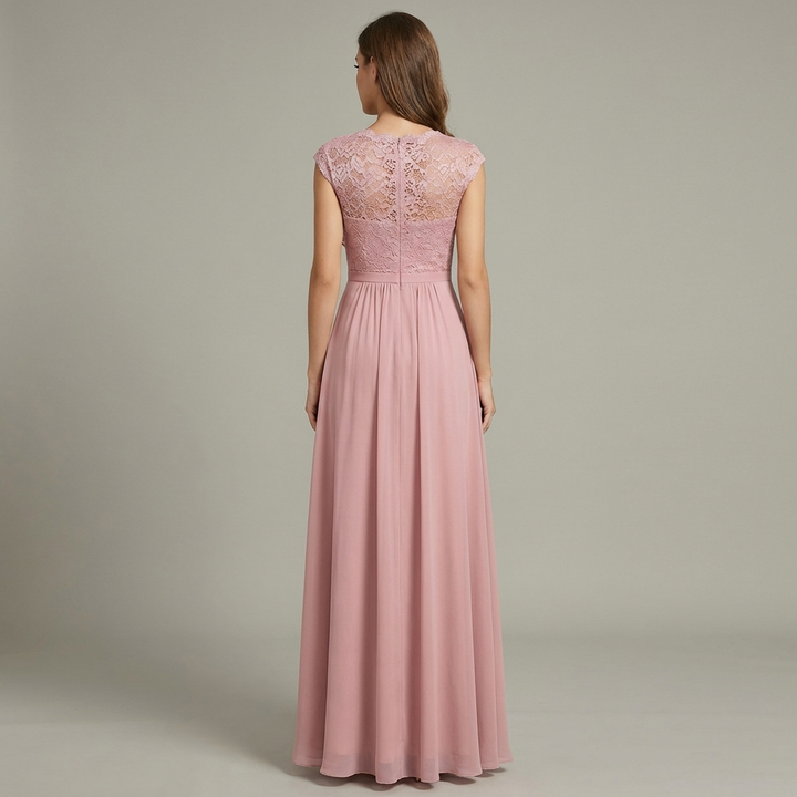 Abito Maxi Donna in Chiffon Scollo a V Floreale