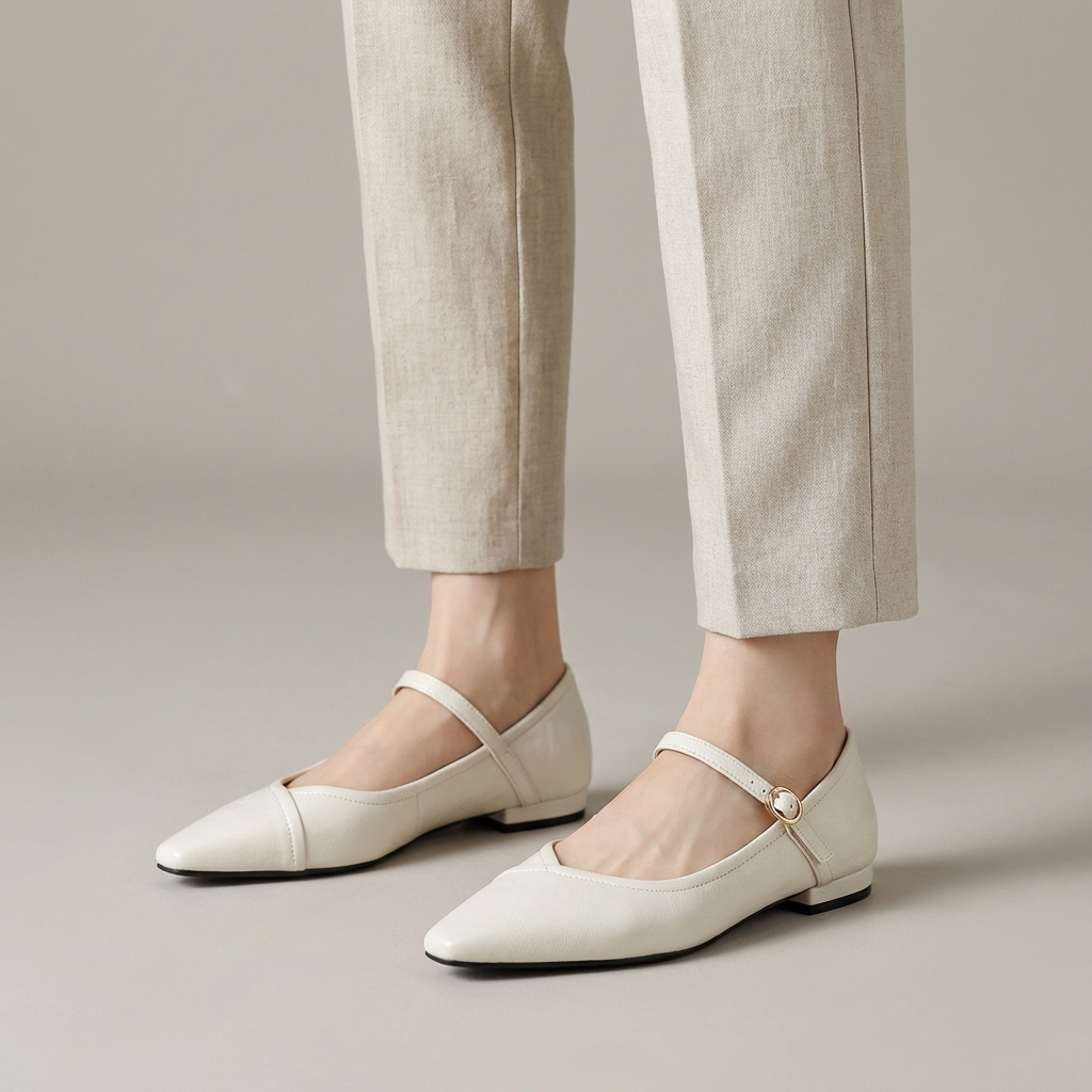 Ballerine Donna Punta Tonda con Cinturino Classiche - Vesarelli