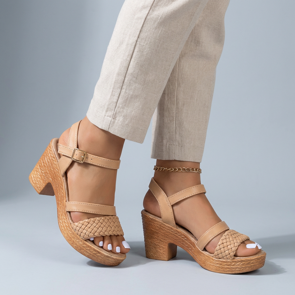 Sandali Donna Zeppa Intrecciata Stile Moderno - Vesarelli