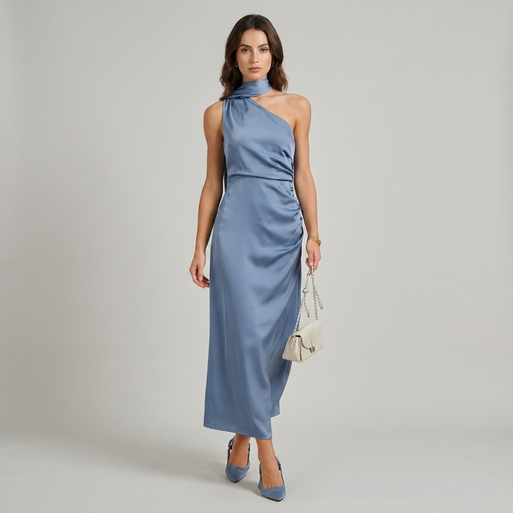 Abito Cerimonia Donna in Satin Lunghezza Maxi - Vesarelli